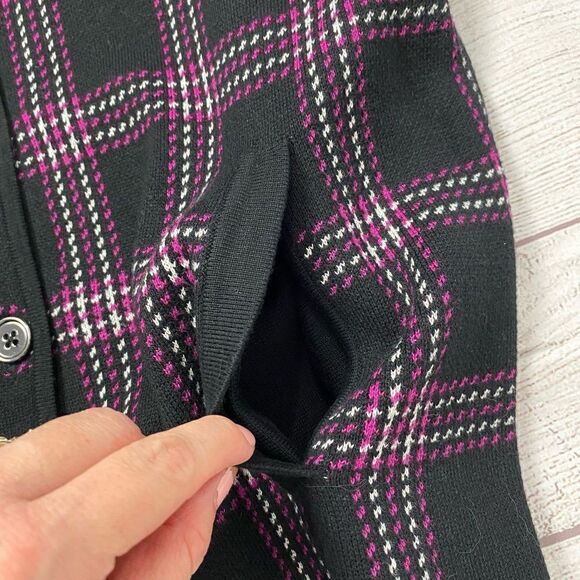 Jones New York new w/tags signature plaid sweater button up jacket size large - Picture 10 of 12